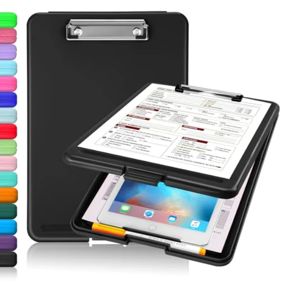 

Clipboard with Storage, Plastic Storage Clipboards with Low Profile Clip, Nursing Clip Boards Foldable, Hanging Clipboard Case