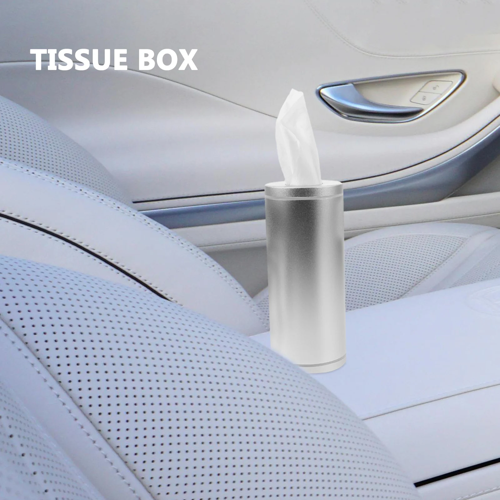 

Car Tissue Holder Round Cylinder Tissue Box Cover 6.2 Inch Aluminum Napkin Container Refillable Multipurpose for Vehicle Desktop