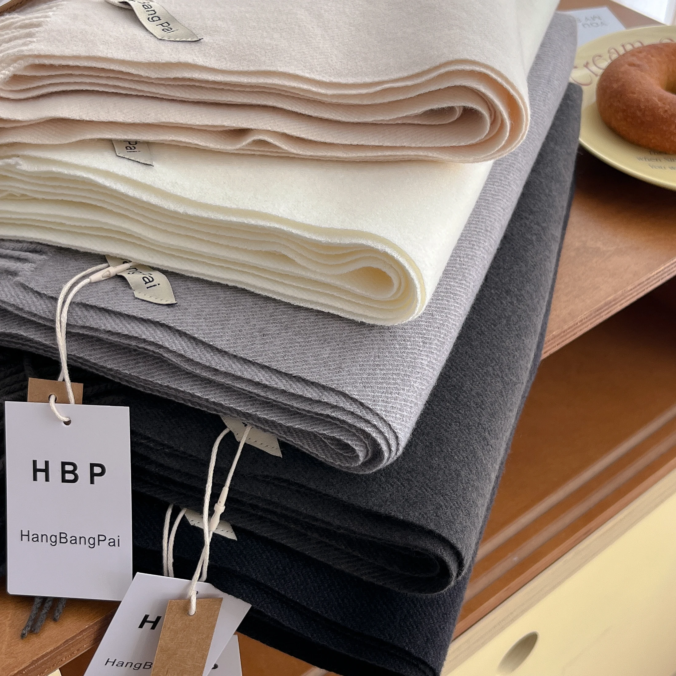 2023 neue Winter Wolle Schal Für Frauen Lange Warme Kaschmir Schals Hijab Solide Dame Schal Wrap Weibliche Pashmina Bandana Kopf schals – Detail 3