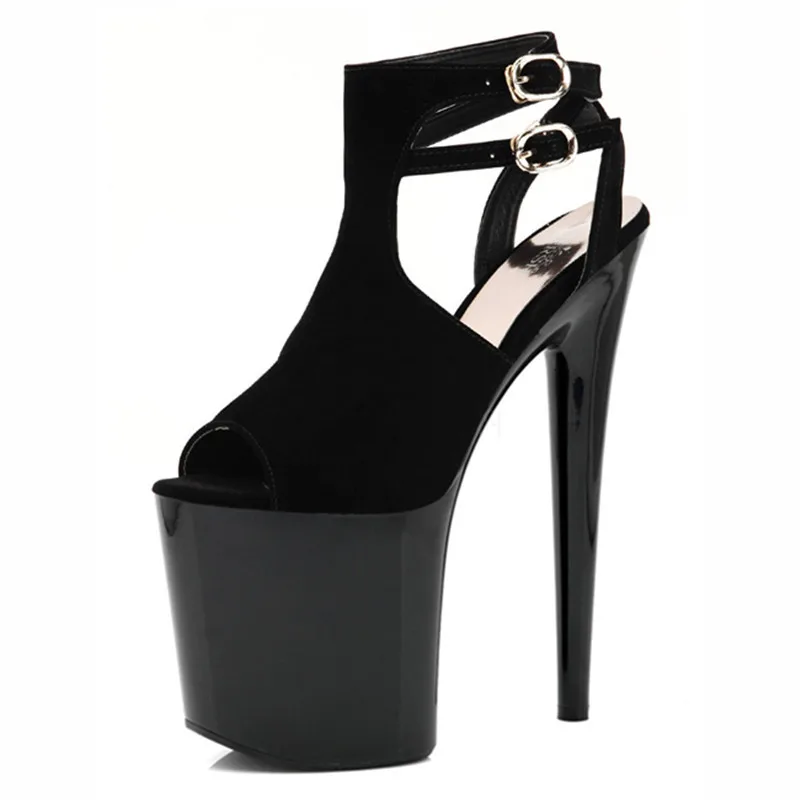 

Классические черные сексуальные босоножки с открытым носком, босоножки на высоком каблуке 20 см, женские сексуальные туфли-гладиаторы на высоком каблуке в полоску, 8 дюймов