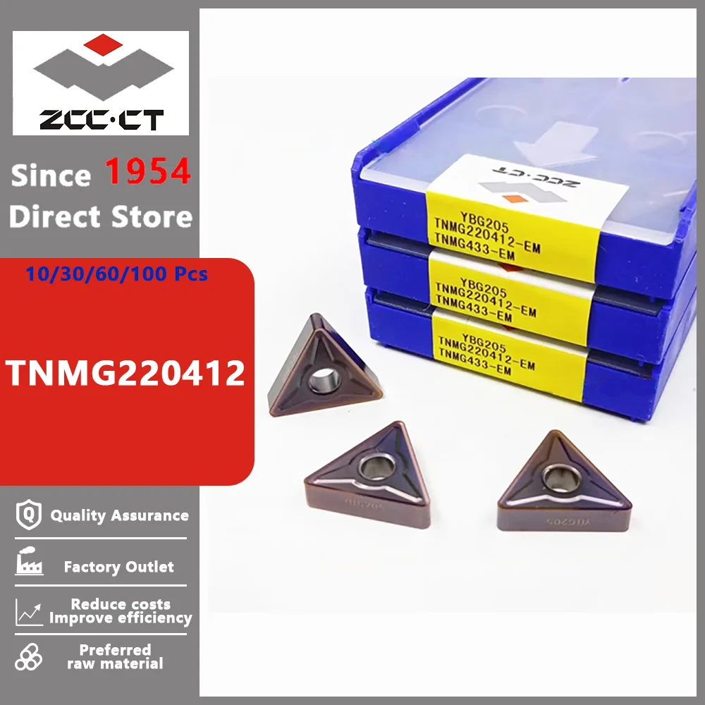 ZCC.CT Original TNMG220412 TNMG 220412 External Turning Tools High Quality Carbide Insert Lathe Cutter Tool Turning Insert