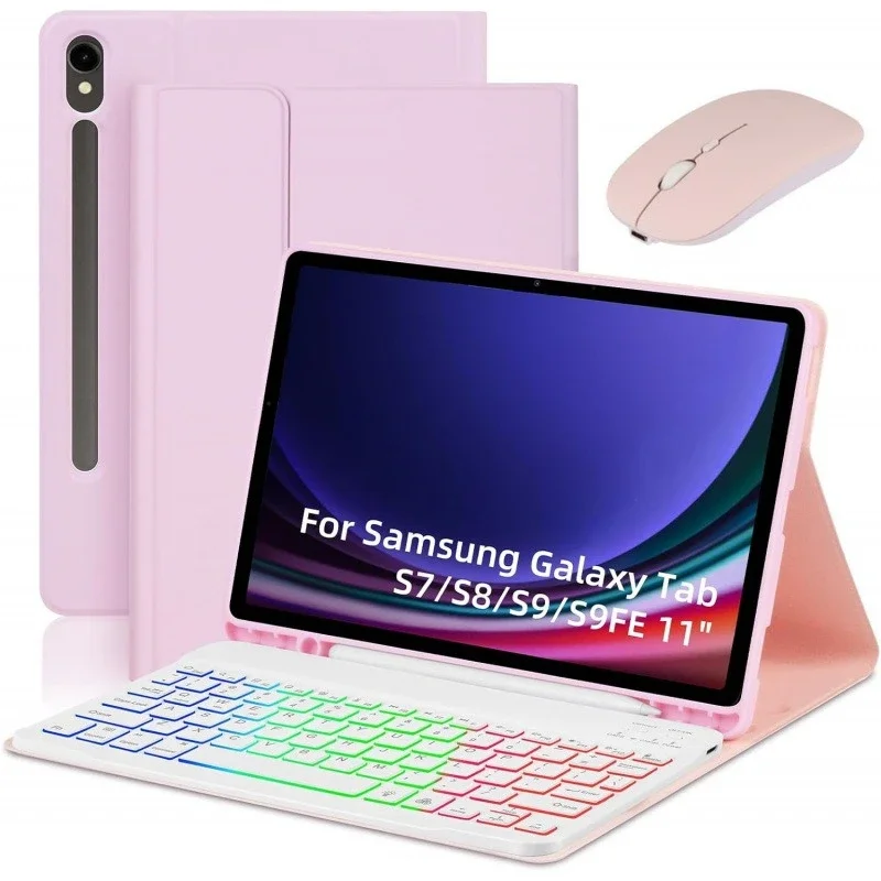 

Новый чехол с подсветкой Bluetooth-клавиатуры для Samsung Galaxy Tab S10 FE 10,9 дюймов 2025 Чехол для Tab S9 FE S8 S7 11 дюймов с гнездом для ручки