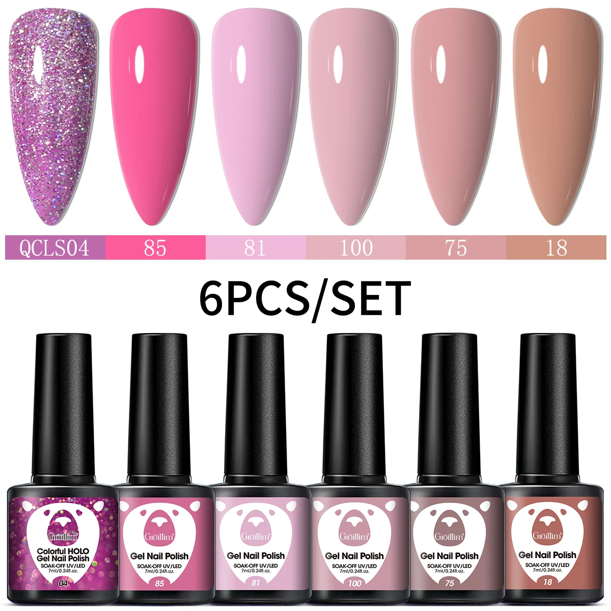 6-piece long effect nail care gel set alcohol free LED transparent nail polish DIY nail care design washable remove nail art pai