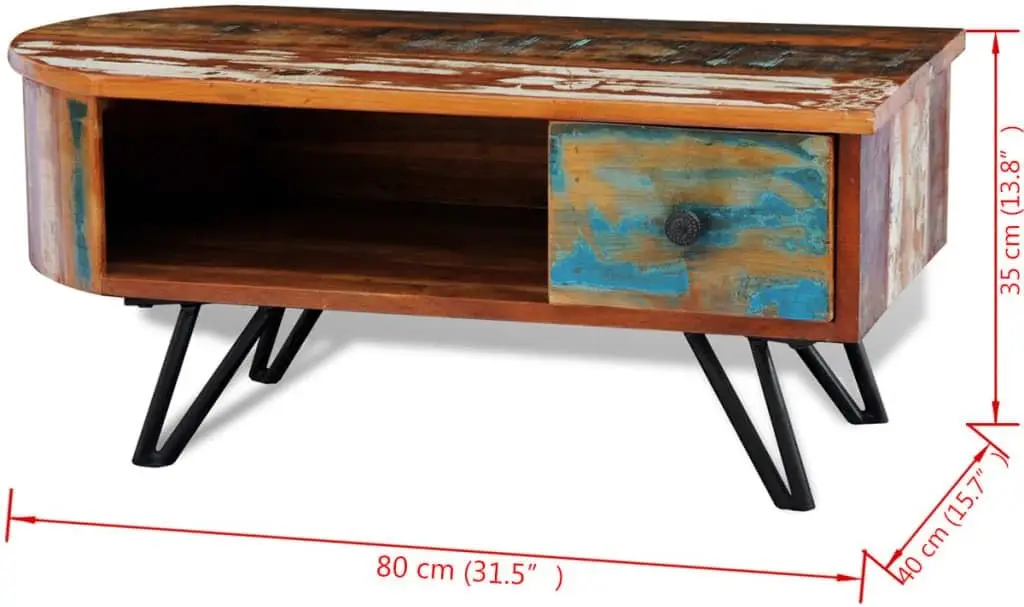 Coffee Table With Iron Pin Legs Solid Reclaimed Wood, End Tables, Living Table, Center Tables For Living Room, Living Room