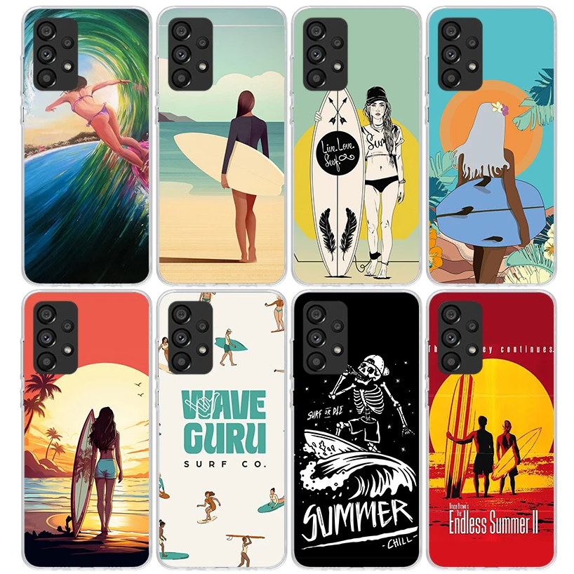 Surf Board Aesthetic Phone Case for Samsung Galaxy A15 A25 A35 A55 A14 A24 A34 A54 A13 A23 A33 A53 A12 A22 A32 A52 A05S A04S A03