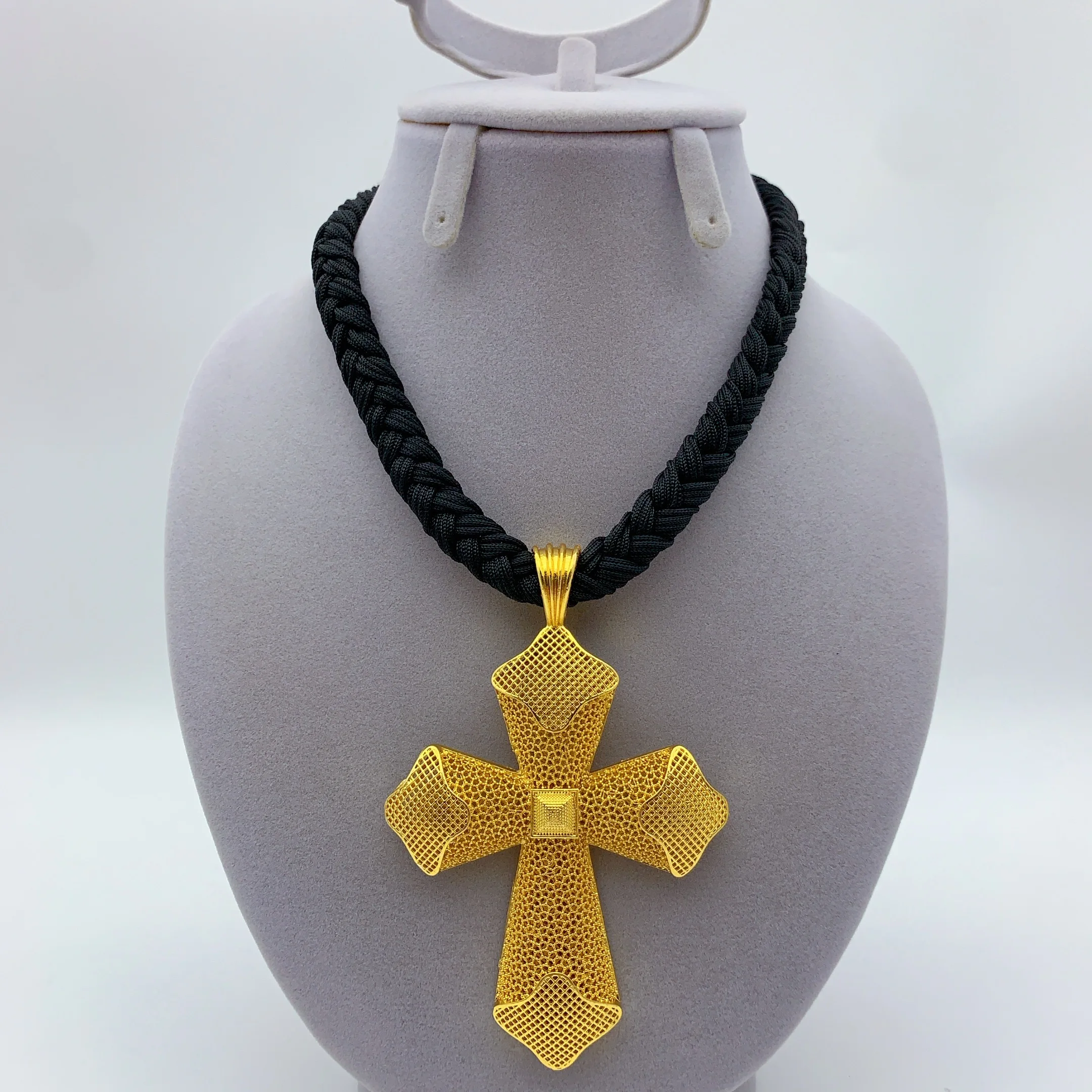 Dubai Gold Farbe Kreuz Anhänger Schmuck für Frauen Mann Afrikanische Twisted Kette Hochzeit Party Äthiopischen Eritrea Geschenk