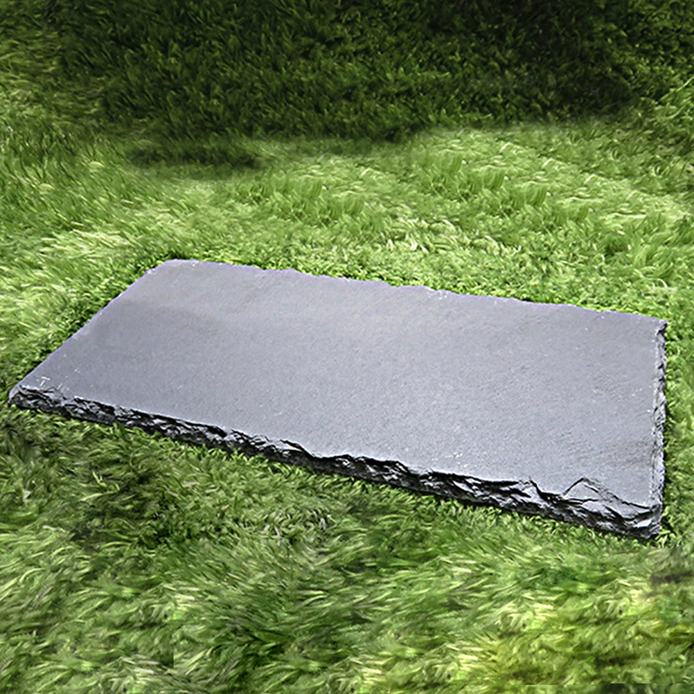 

Mat Lizard Basking Stone Decorative Feeding Plate Fodder Food Barbecue Bathing Basin Black Gecko Platform