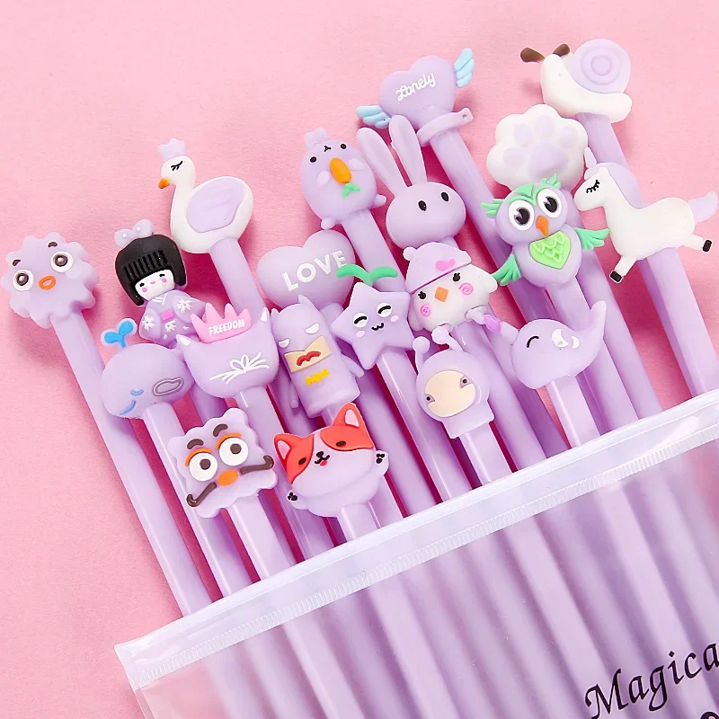 Imagem -03 - Kawaii Cartoon Gel Pen Tinta Preta Escrita Canetas Neutras Bonito Escola Escritório Artigos de Papelaria Estudante Presente Kids 0.5 mm 20 Pcs por Lote