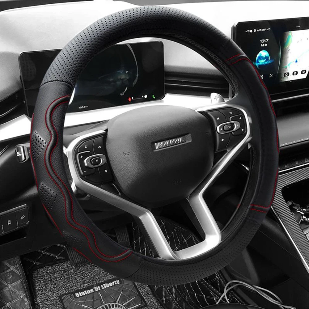 

For Haval H9 2nd 2024 Car Styling Breathable Non-Slip Leather Steering Wheel Cover Interior Modificated Accessories