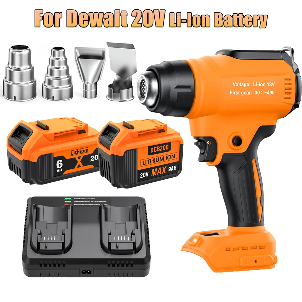 Cordless Heat Gun For Dewalt 18V Battery DCB200 Adjustable Temperature 122-1022 Battery Heat Shrink Gun With Battery Charger