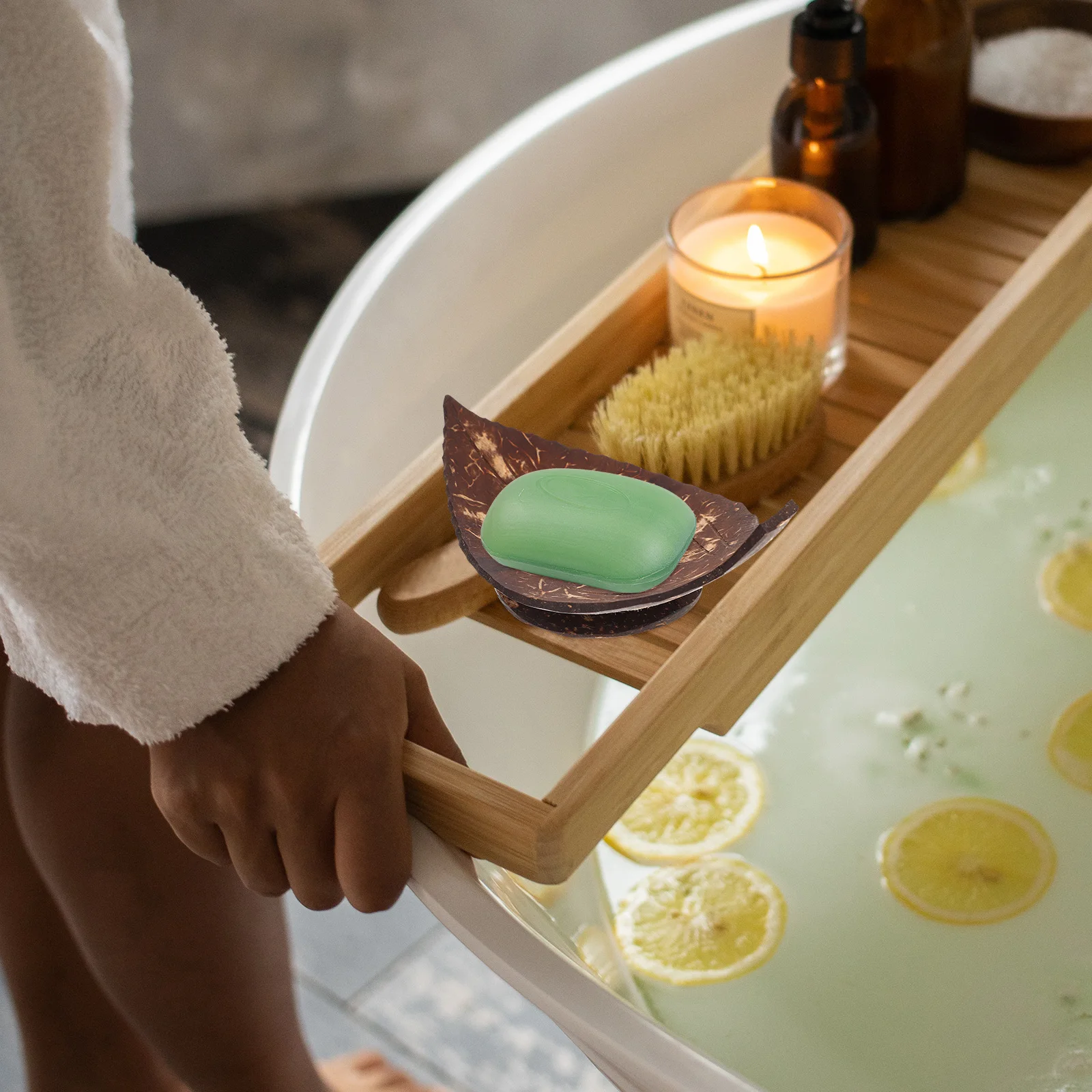 

Natural Shell Dish Leaf Shape Drain Bath Box Household Soap Container Water Resistant Soap Storage Tray Bathroom Home