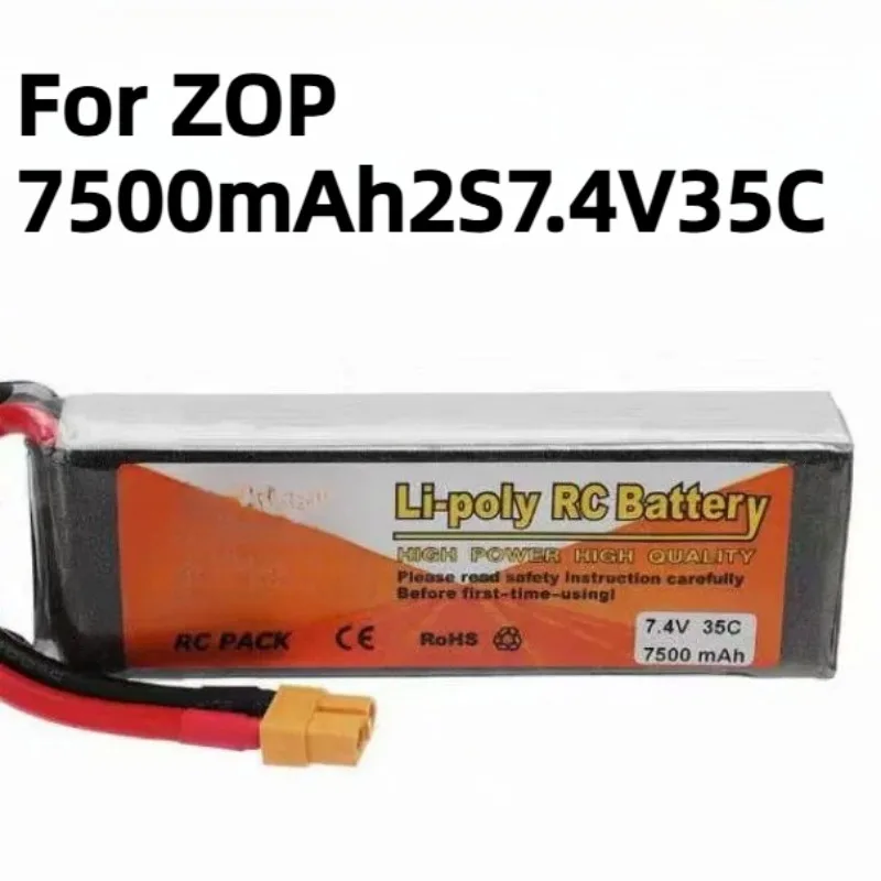 For ZOP RC High Magnification Aircraft Model 7500mAh2S7.4V35C Climbing Off-road RC Remote Control Car Lithium Battery