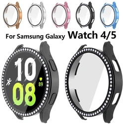 Glass+Case for Samsung Galaxy Watch 4 Diamond Bumper 40mm 44mm Women Bling PC Full Protector Cover Film Watch Screen Accessories