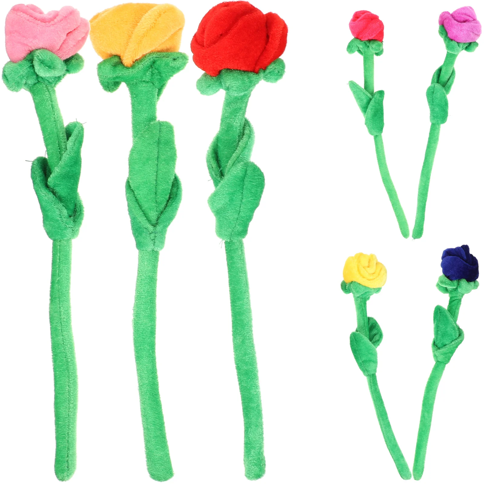 4 Pcs Simulation Roses Bouquet Stuffed Artificial Flower Plush Toddler