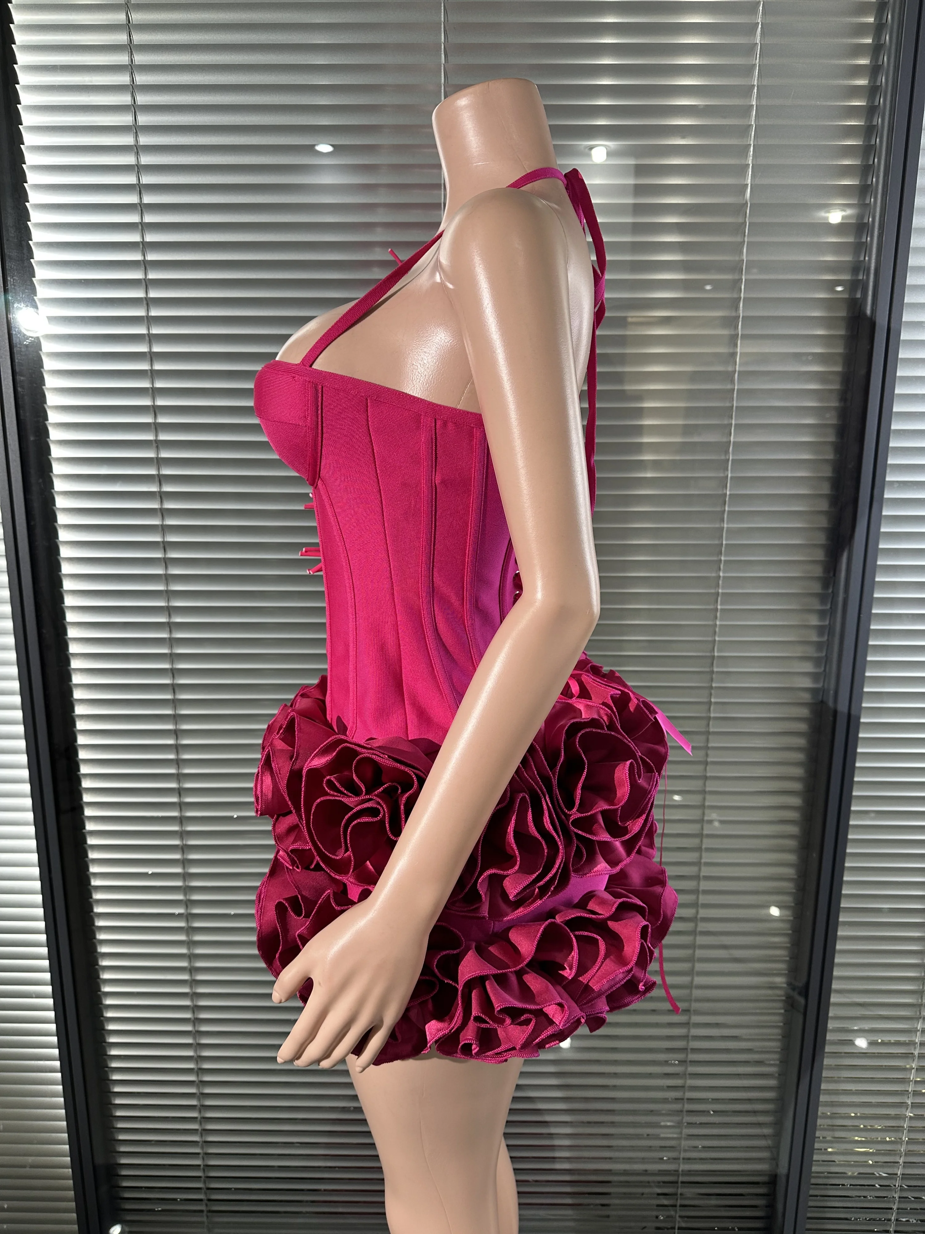 Feminino sexy sob medida sem alças florlas 2 peças bodycon mini vestido bandagem boate festa de casamento sereia outfit