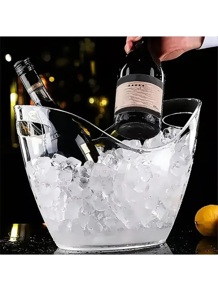 4L Klarer Eiskübel Getränkekühler mit Griff Großer Eiskübel für Wein Champagner Bar-Zubehör für Familie Wein-Bier-Kühler