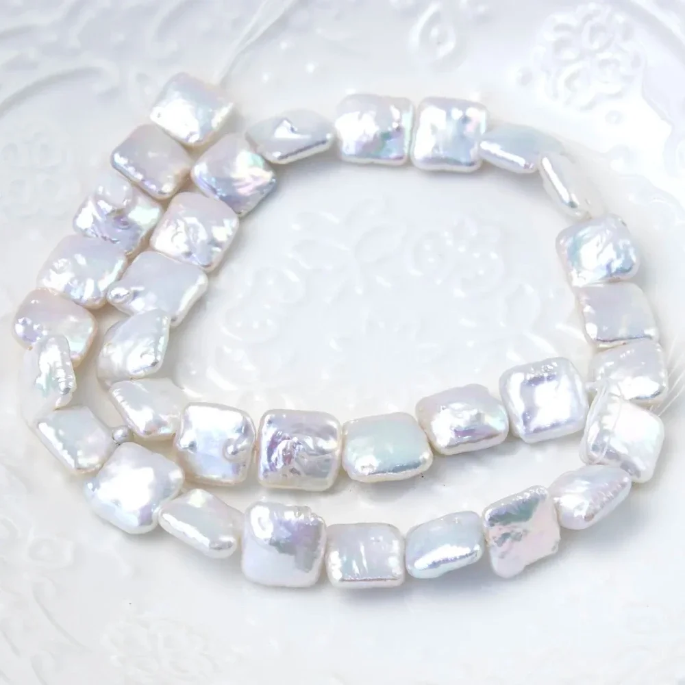 1 ستراند 11-12 مللي متر جودة عالية لؤلؤ المياه العذبة الطبيعية مربع الشكل فضفاض الخرز لصنع المجوهرات عقد دي اي واي سوار القرط