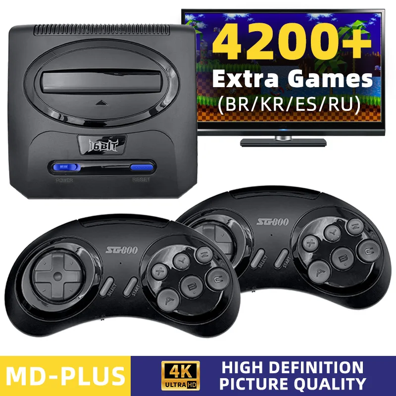 Console de Videogame 16BIT Segas-MD para Sega Mega Drive Genesis Dendy com Suporte a Saída HD, Máquina de Jogos Retrô