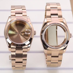 Rose Gold 36mm/40mm Watch Case Watchband Parts Sapphire Glass For Seiko nh34 nh35 nh36 Miyota 8215 Movement 28.5mm Dial Explorer