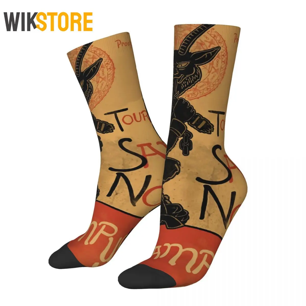 Funny Crazy Sock for Men Women Male Merry Krampus Hip Hop Harajuku Happy Boys Crew Sock Novelty Non-Slip Running Sport Socks