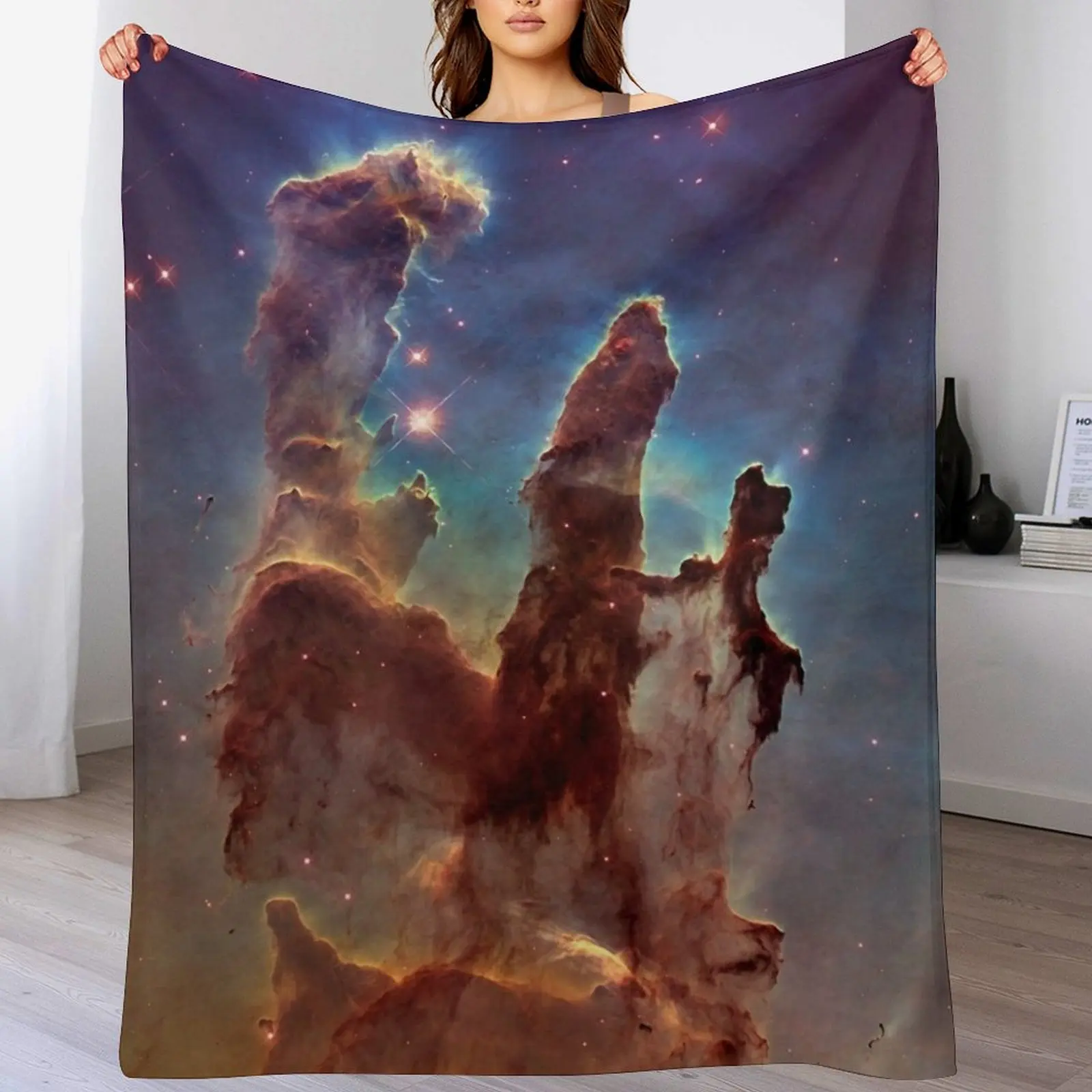 

Pillars of Creation, Eagle nebula, space exploration Throw Blanket valentine gift ideas Summer Beddings Large Blankets