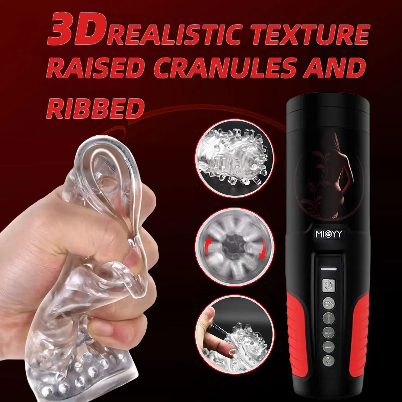 전기 완전 자동 진동 자위 자위 컵 7 추진 + 7 음성 + 7 회전 남성용 인공 질 섹스 토이