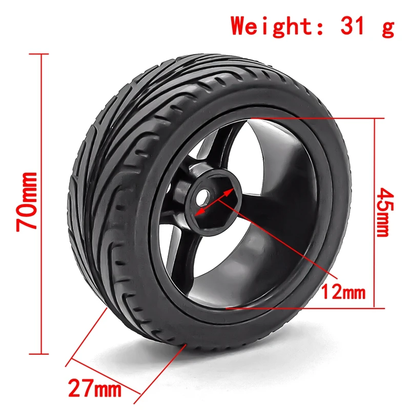 4 szt. 65mm na samochód zabawka oponie felgi rowerowe 12mm sześciokątny do 1/10 RC płaskie sportowe samochodów turystycznych HSP94123 94122 Sakura