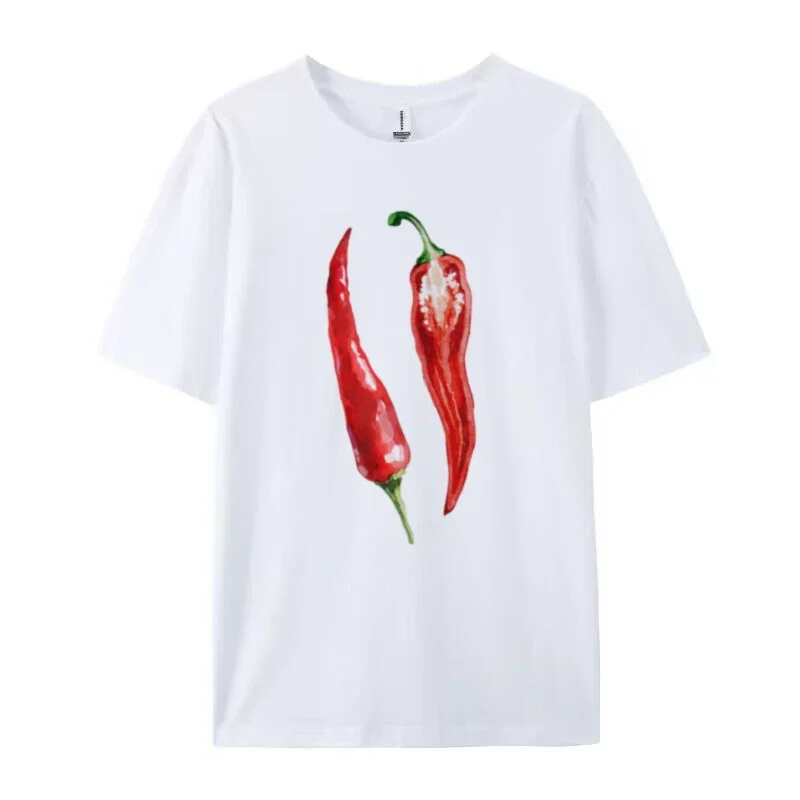 Y2k Aesthetic Oversized Chili Pepper T-Shirt Cute Vintage Foodie Graphic Tees Egirl Grunge Streetwear Top Women Fashion Clothing