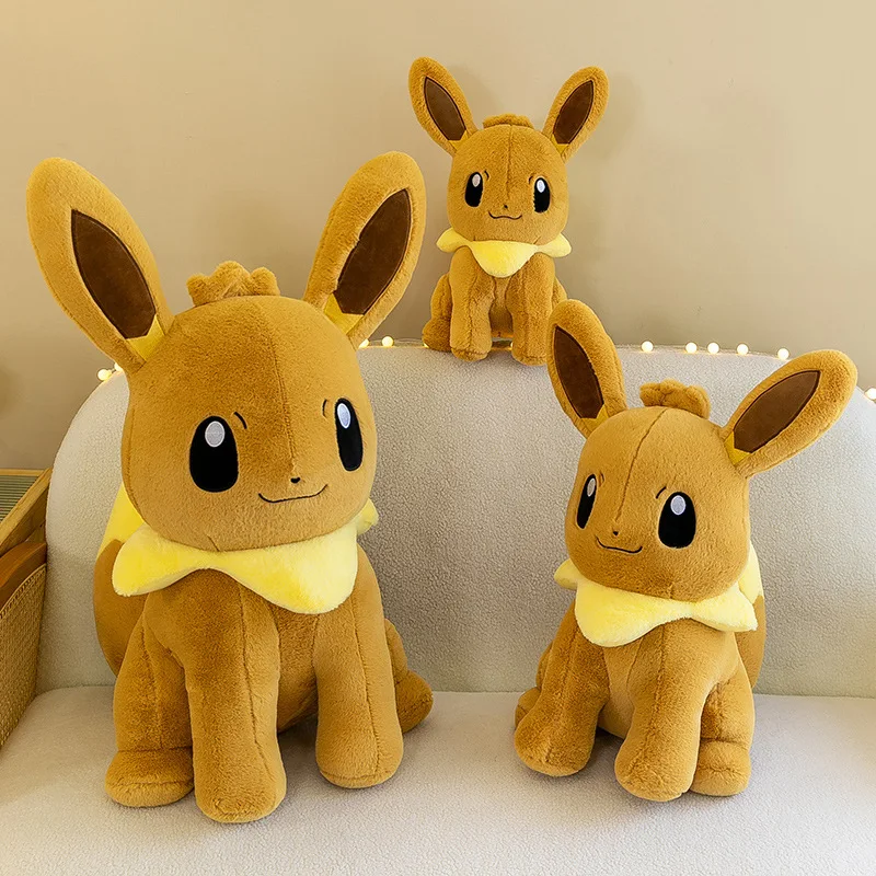 40/90cm Huge Pokemon Eevee Anime Plush Toys Big Pokémon Plushie Kawaii Semi-finished Leather Holster Pillow Gift for Children