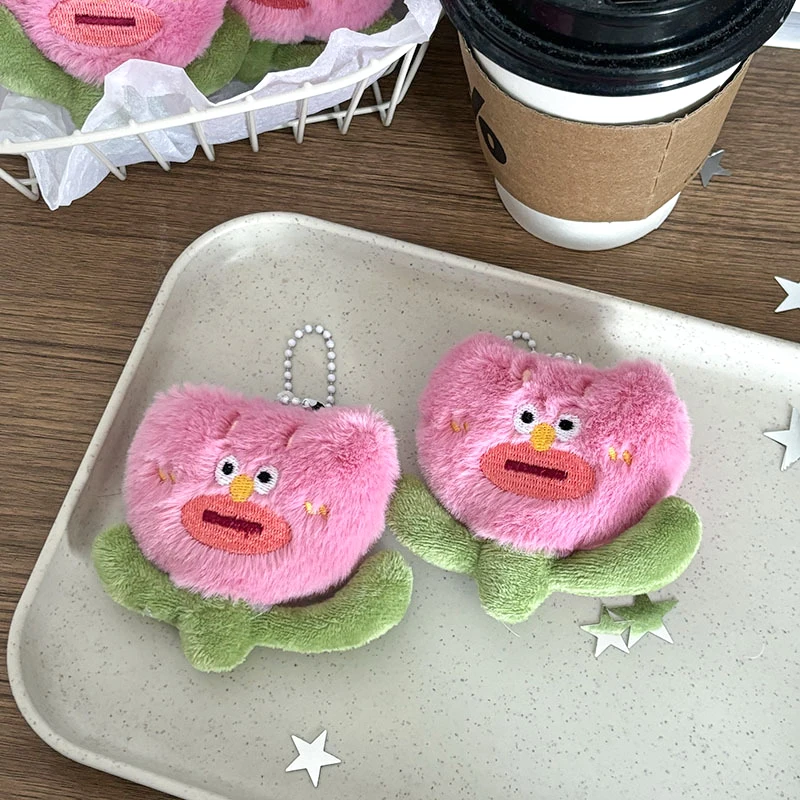 楽しいぬいぐるみチューリップキーホルダー人形玩具; カップルギフトとしてのぬいぐるみ花柄バックパックペンダント