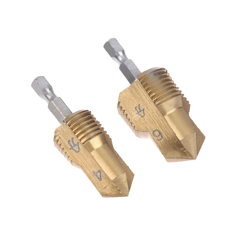 1/2pcs 4/6 Point PPR Water Pipe Drill Bit Hexagonal Handle Hole Opening Step Drilling Punching No Slipping