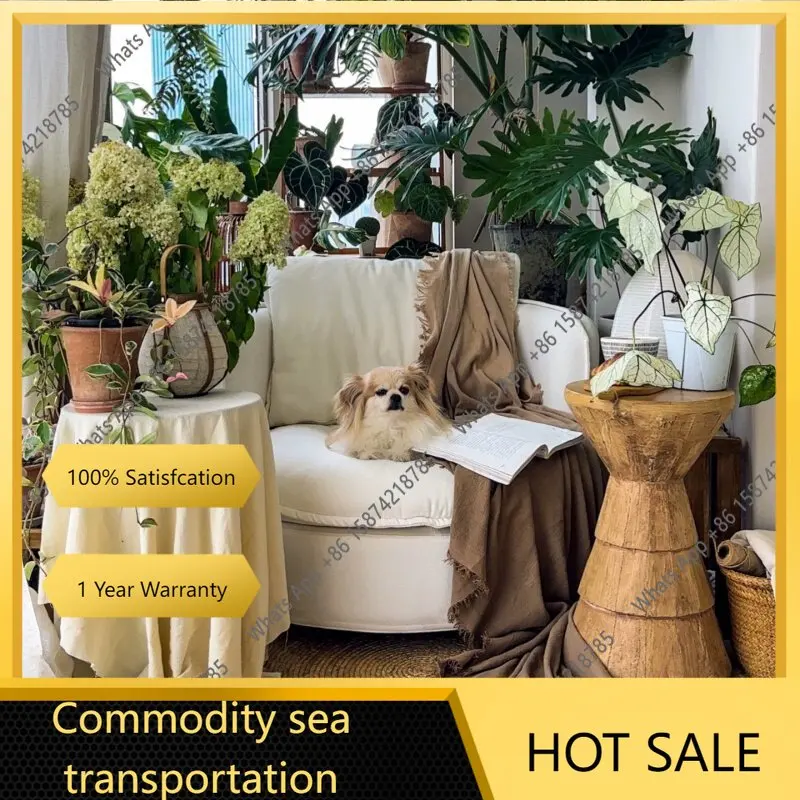 65 N Nordic round chenille single sofa living room small apartment dismantling and washing comfortable and fashionable sofa chai