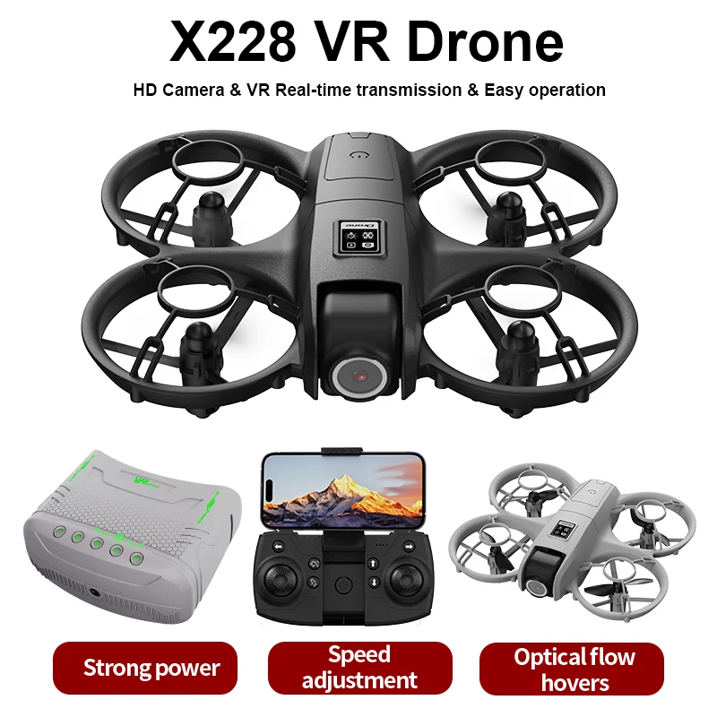 

New X228 Drone With Camera 4K HD 2.4G WiFi FPV VR Drone Obstacle avoidance Pocket Remote Control Helicopter Quadcopter Boys Toys