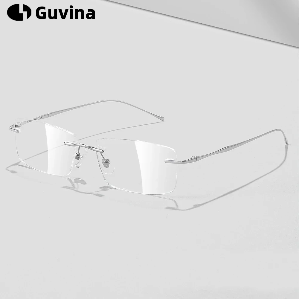 

Pure Titanium Reading Glasses Anti Blue Light Computer Lenses Men's Rimless Eyeglasses Luxury Brands Customize Prescription