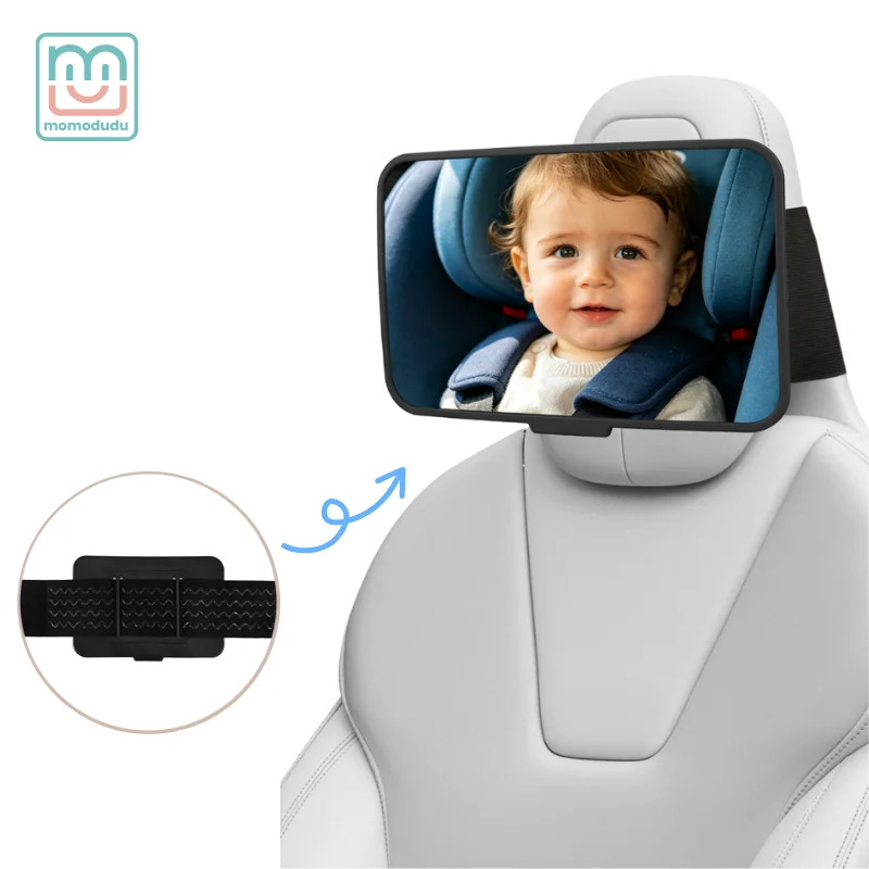 M-Size Adjustable Wide-Angle Car Seat Mirror for Fixed Headrests , Headrest Mount Safety Monitor for Rear-Facing Baby & Child