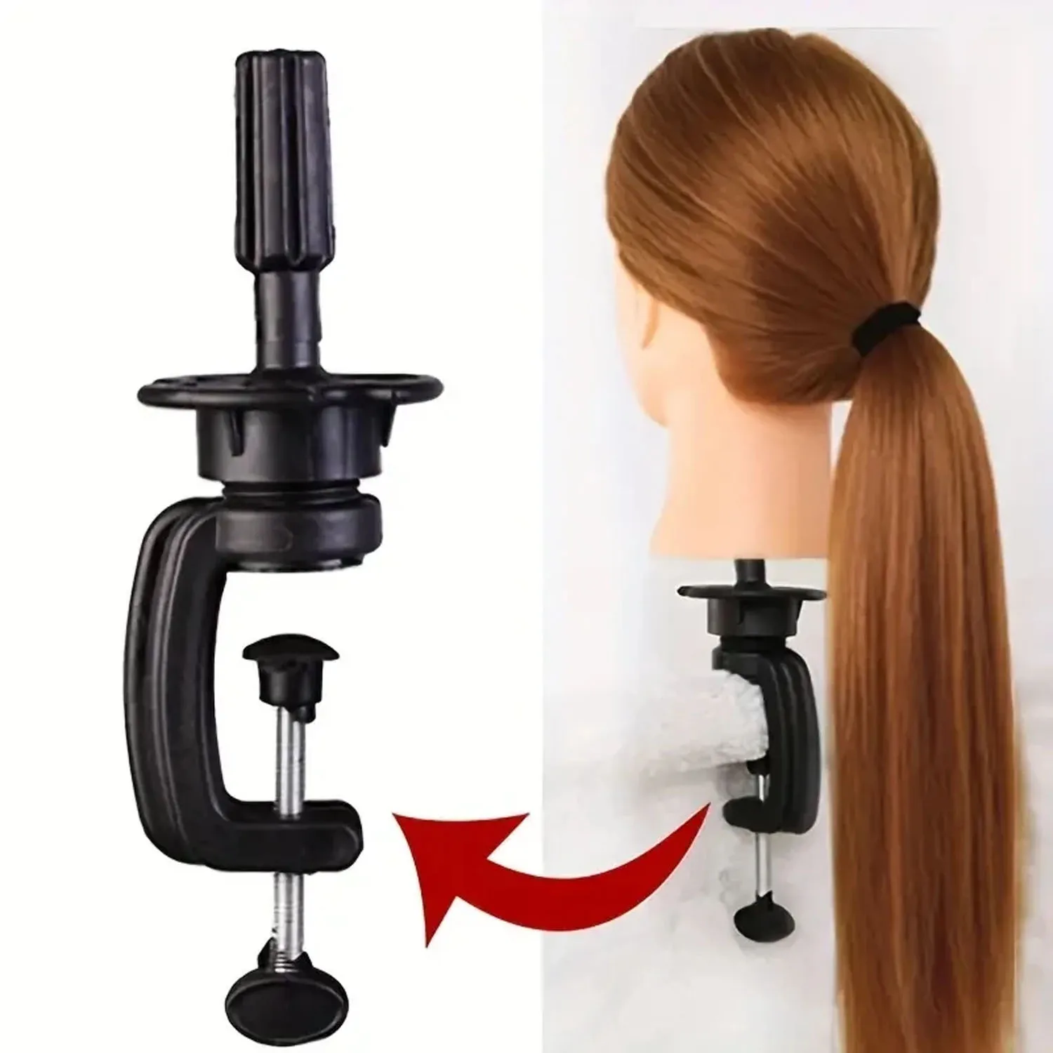 1pcs Mini Wig Head Stand Table Clamp Training Mannequin Wig Head Holder Adjustable Plastic Material Hair Accessory Tools