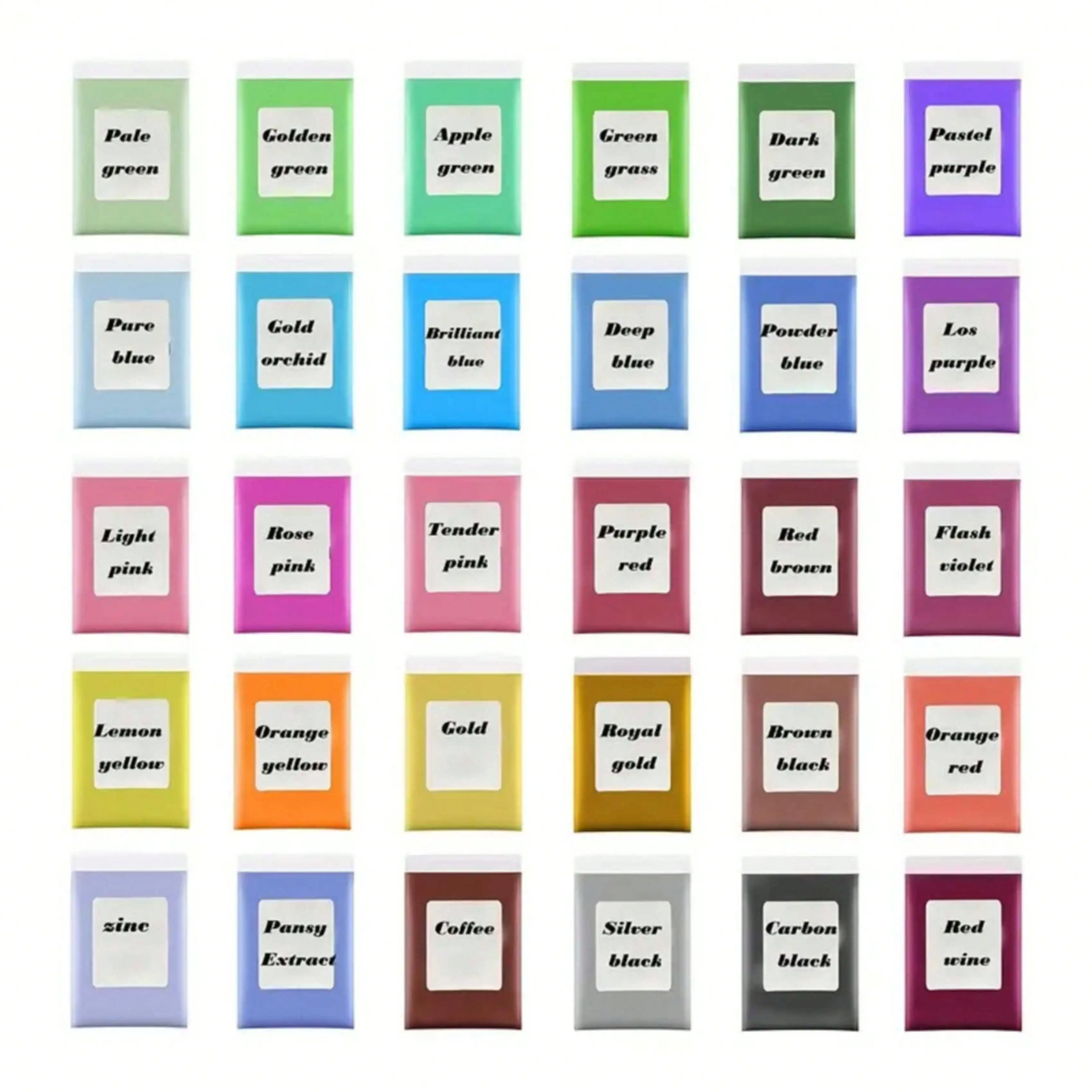30-Color Mica Powder Pigment Set - Vibrant, Non-Repeating Shades, Suitable for Epoxy Resin, Bath Bombs, Candles, Soap Making, and Slime Crafts