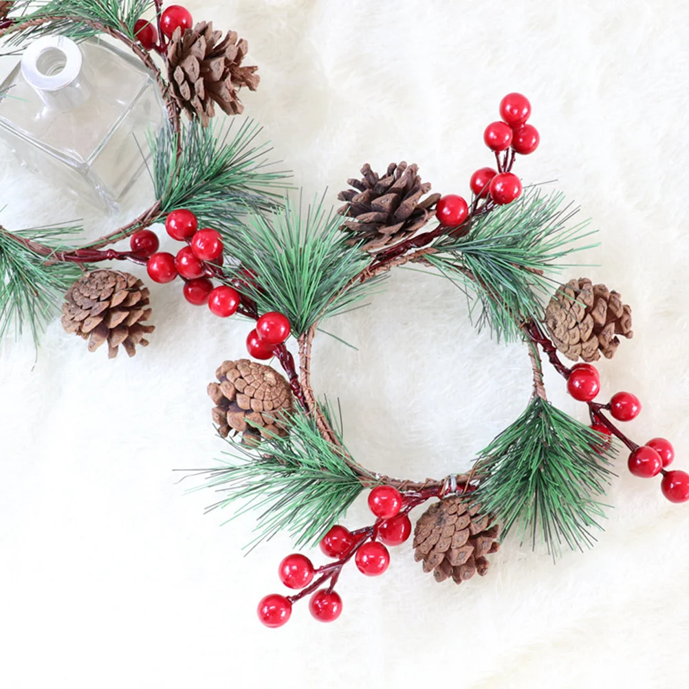 

4Pcs Rings Christmas Wreaths Tea Light Holder Simple Lovely Design Holiday Table Decoration Rings