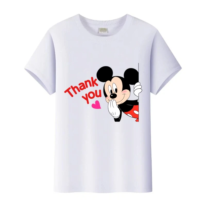 أزياء ديزني ميكي ماوس شكرا لك طباعة ملابس الاطفال تي شيرت الأسرة بلايز رجل تيز Y2k زوجين بلوزة المرأة س الرقبة التي شيرت هدية #1