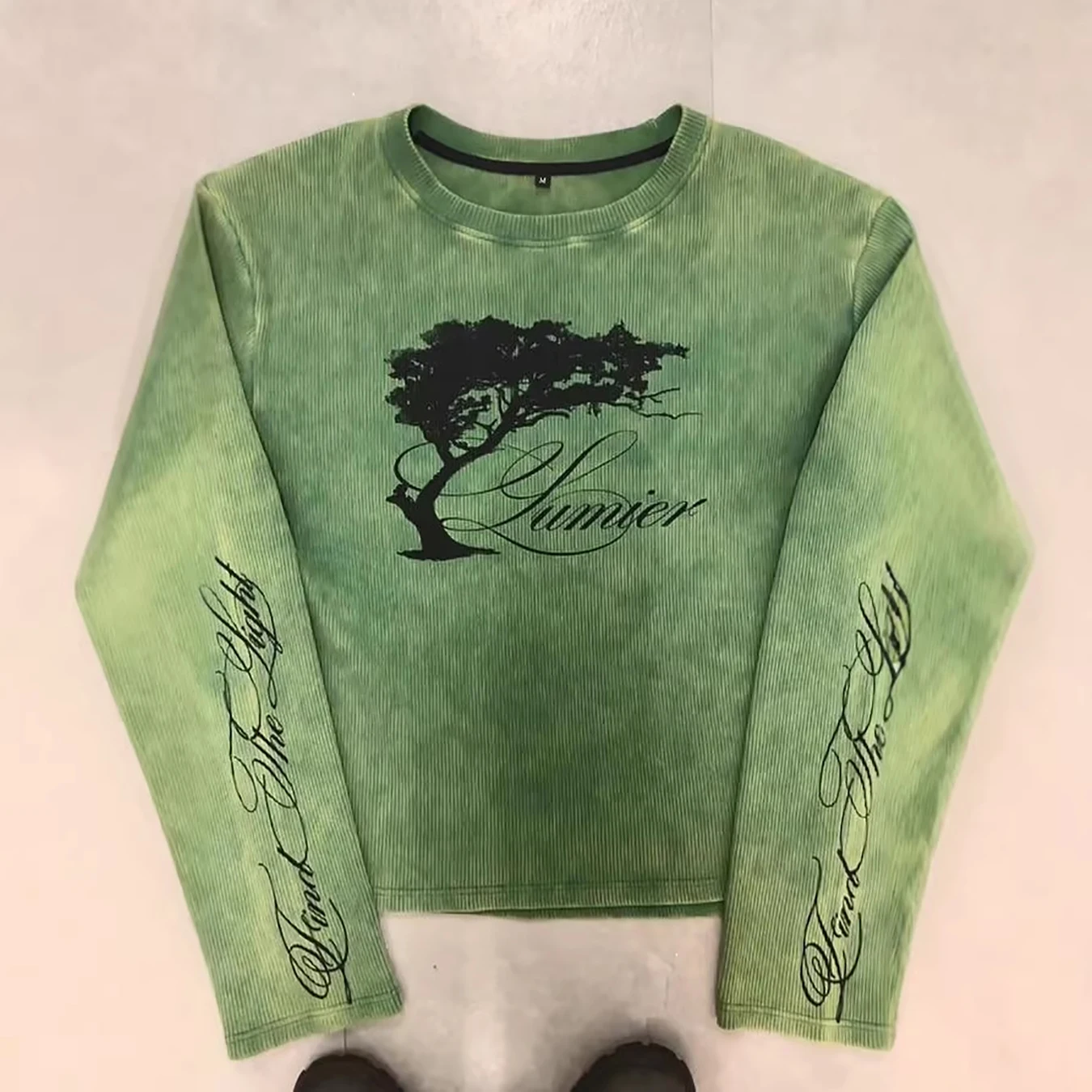 Autumn Restoration GuGe Te Y2K Printed Long Sleeve Waffle T-shirt Street Trend Ins Loose Top image 5