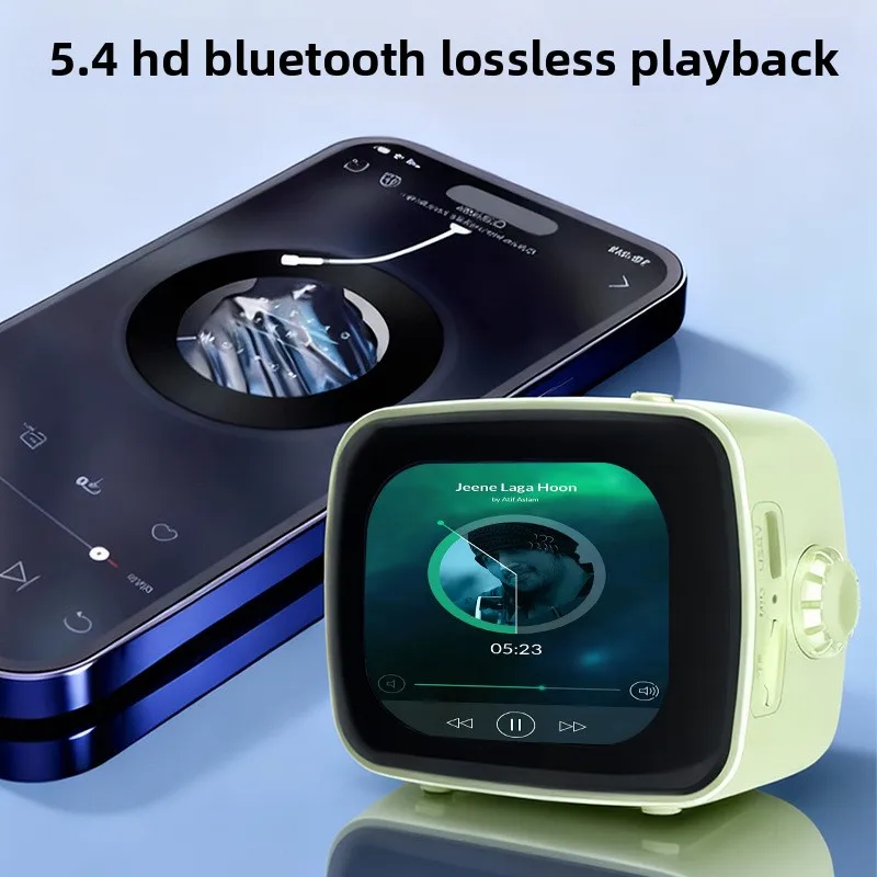 VYOPBC Smart Bluetooth Speaker with Screen Lyrics Sync Portable Alarm Clock TF Card Gift Multi Language