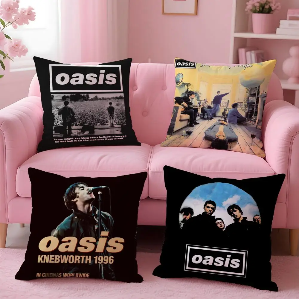 band Oasis Cushion Cover Soft Washable Pillowcase Cushion Cover for Sofa Bed Car Travel Office Home Decor