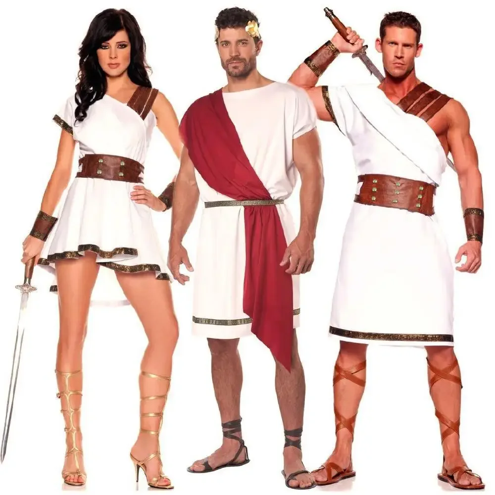 Conjunto de disfraz de gladiador romano griego antiguo para adultos, vestido de fiesta de Carnaval de Halloween, vestido de lujo para hombres y mujeres