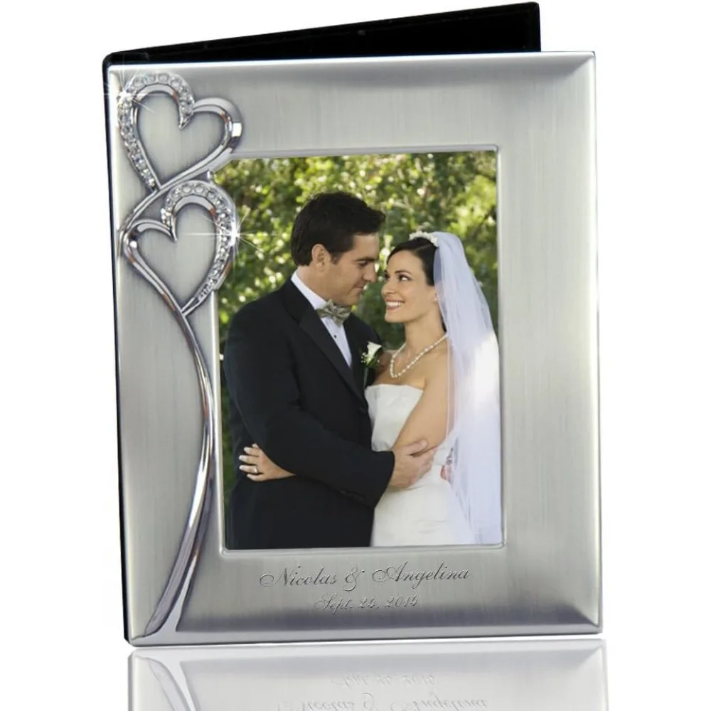 

Thanh 39 Personalized Gifts -Silver Photo Album w. Crystal Hearts and Photo Cover,Photoes Album