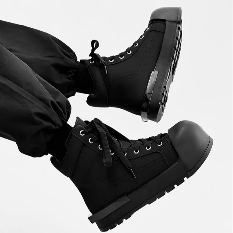Shoes for Men Fashion Platform High Top Boots High Quality Big Head Ankle Booties Thick Sole Trendy Derby Men Boots Botas Hombre