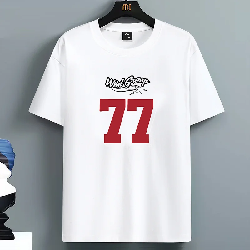 

Summer For Men's 100% Cotton Casual Loose Fit Large Letter Print Round Neck Short Sleeved T-shirt Top High Street Unisex Style