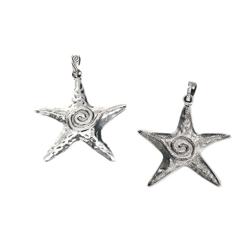 إكسسوارات فضية عتيقة مصنوعة من سبائك DIY للملابس العصرية، ومعلقات على شكل نجمة خماسية غير منتظمة مخصصة على شكل نجم البحر