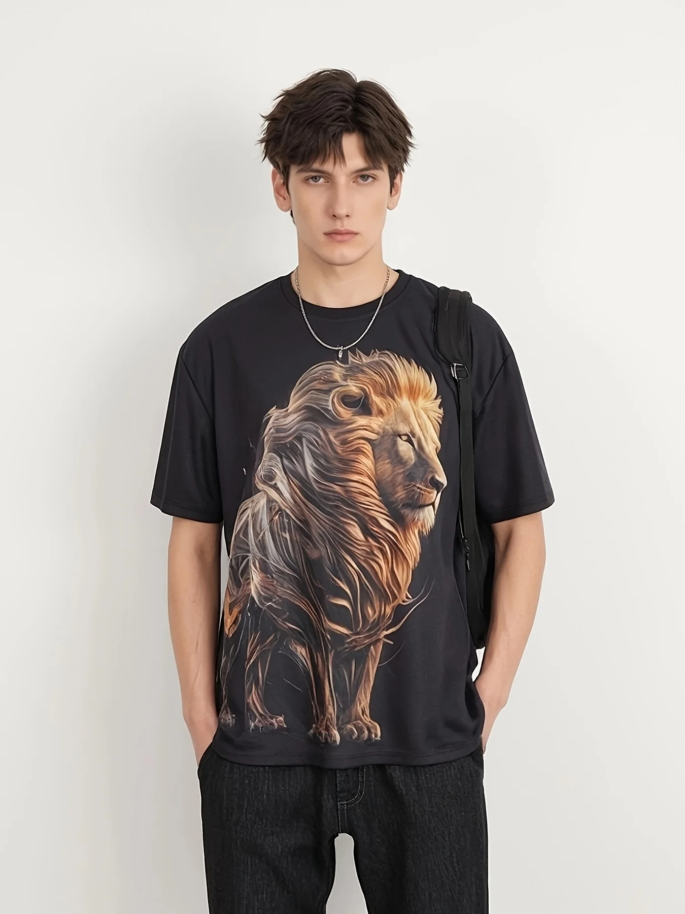 

Fierce Lion Graphic Short Sleeve - 2025 Fashion Men's Summer T-Shirt - Quick Drying and Breathable - Oversize Fit Garment