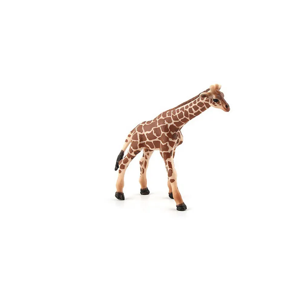 1 unidad de figura decorativa de jirafa de PVC de alta calidad, con apariencia realista, ideal como adorno de animales salvajes para el hogar, la oficina, el escritorio o como regalo educativo. Color marrón.