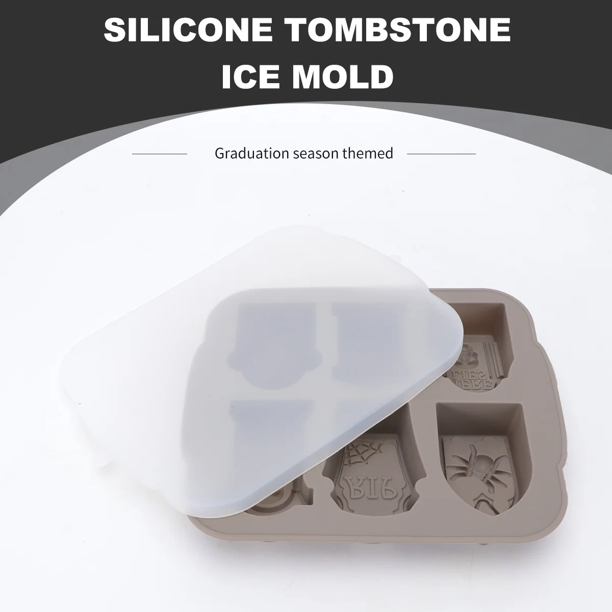 

Tombstone Ice Mold Grey Silicone Halloween Ice Cube Tray For Whisky Beer Cocktail Chilling Party Bar Chocolate Candy Craft